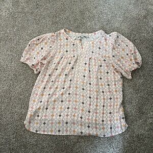 LOFT Women's Geometric Blouse - Pink, Blue and Orange